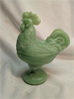 Jadeite Rooster 8 1/2" tall, repaired Comb