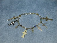 Religious Crosses Charm Bracelet