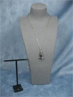 Purple Stone Earrings & Pendant Necklace
