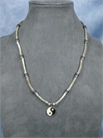Silver Tone Ying & Yang Necklace & Pendant