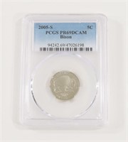 PCGS 2005-S JEFFERSON NICKEL PROOF PR69DCAM