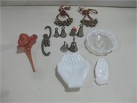 Various Milk Glass & Brass Decor Items See Info