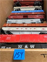 Box of vintage repairable train cars