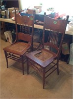 Two vintage side chairs, 1 need repair