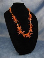 S.S. N/A Vtg Genuine Coral Necklace Hallmarked
