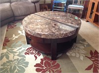 Marble top coffee table W/drawer 38 inches down