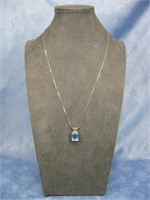 S.S. Hallmarked Genuine Aquamarine Necklace