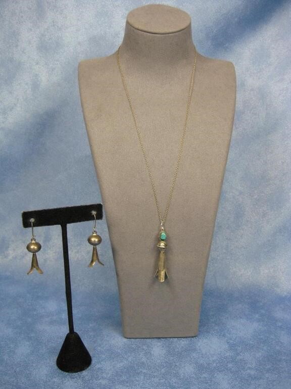 S.S. Vtg Tested Necklace Earrings See Info