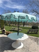 Patio table with umbrella and umbrella cover