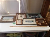Assorted pictures and small mirror