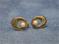 14K Hallmarked Genuine Pearl Earrings