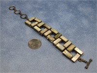 S.S. Vtg Hallmarked Modernist MOP Bracelet 53 Gram