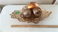 Decorative glass dish with balls