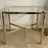 Metal Side Table with Glass Top