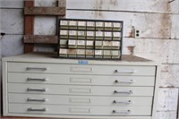 Foster Blue Print Cabinet, Hardware Bin & Hardware