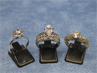 S.S. Lot Of 3 Czs Ring