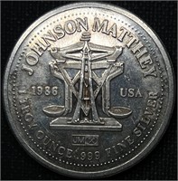 Vintage 1986 Johnson Matthey Silver Round