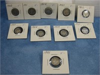 10 Mercury Dimes 90% Silver