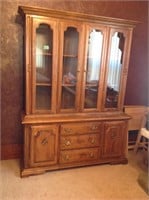 Two piece wood hutch, 58 x 18 x 76 bring tools to