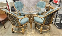 Vintage Rattan Dining Table & Chairs