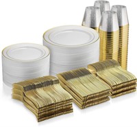 Gold Plastic Dinnerware Set for 100 guests