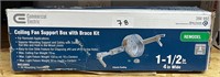 Ceiling Fan Support Box w/Brace Kit, 1-1/2", 4"W
