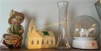 Cut Glass Vase, Music Box Church, Cotton And Coat
