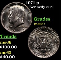 1971-p Kennedy Half Dollar 50c Grades GEM+ Unc