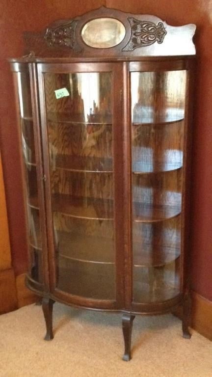 Antique china hutch, beveled  glass, detailed
