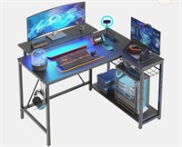 Small L Shaped Gaming Desk with Charging & LED