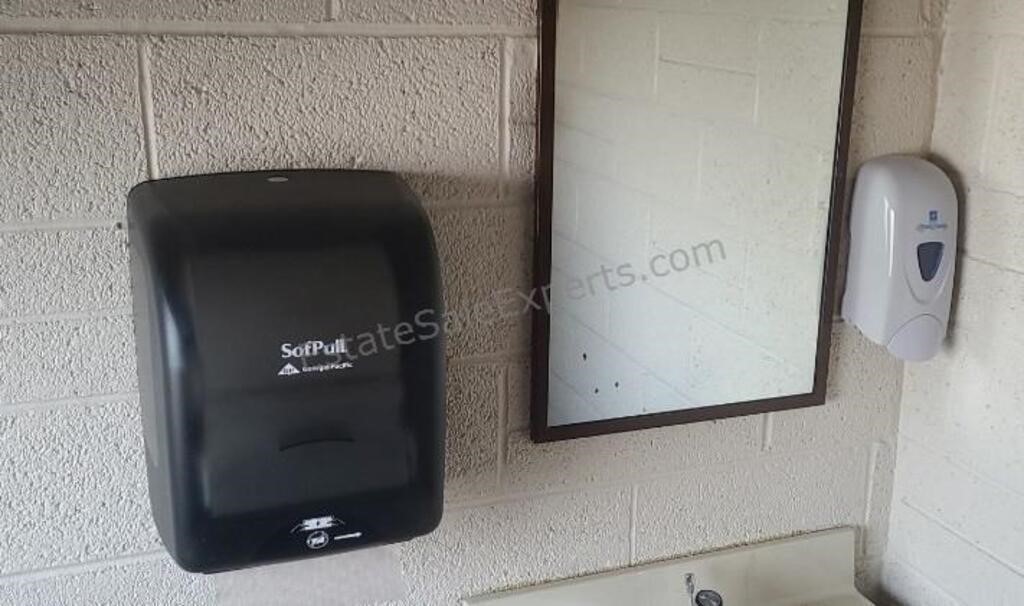 Soap and towel dispensers and mirror. Buyer must