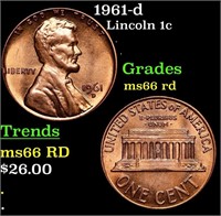 1961-d Lincoln Cent 1c Grades GEM+ Unc RD