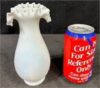 Vintage Milk Glass Ruffled Vase