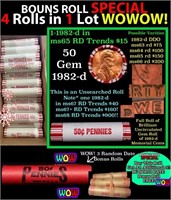 THIS AUCTION ONLY! BU Shotgun Lincoln 1c roll, 198