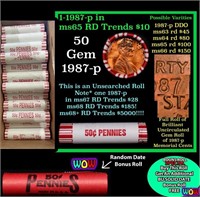 THIS AUCTION ONLY! BU Shotgun Lincoln 1c roll, 198