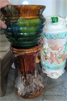 Jardiniere Stand 13" Tall, Ceramic Vase 18"