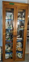 Oak Display Cabinet. Contents Not Included.