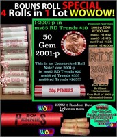 THIS AUCTION ONLY! BU Shotgun Lincoln 1c roll, 200