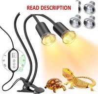 $24  Reptile Heat Lamp  Dual-Head  Timer  4 Bulbs