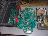 large rubbermaid box of straps etc