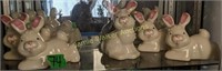 5 Ceramic Bunny Rabbit Figurines