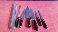 5 Asstd Henckels Knives & Sharpener