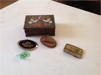 Wood jewelry box and belt buckles