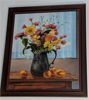 3 Pictures. Oil On Board Still Life Painting