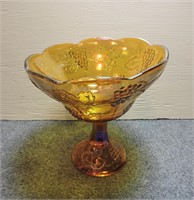 Carnival Glass Pedestal Bowl
