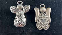(2) .925 Silver Angel Brooches/Pendents