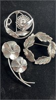 (3) Sterling Silver Brooches