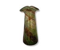 Murano Style Hand Green & Blown Art Glass Vase