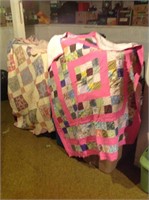 2 hand- sewn vintage quilts