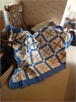Vintage hand stitched block quilt (worn in places)